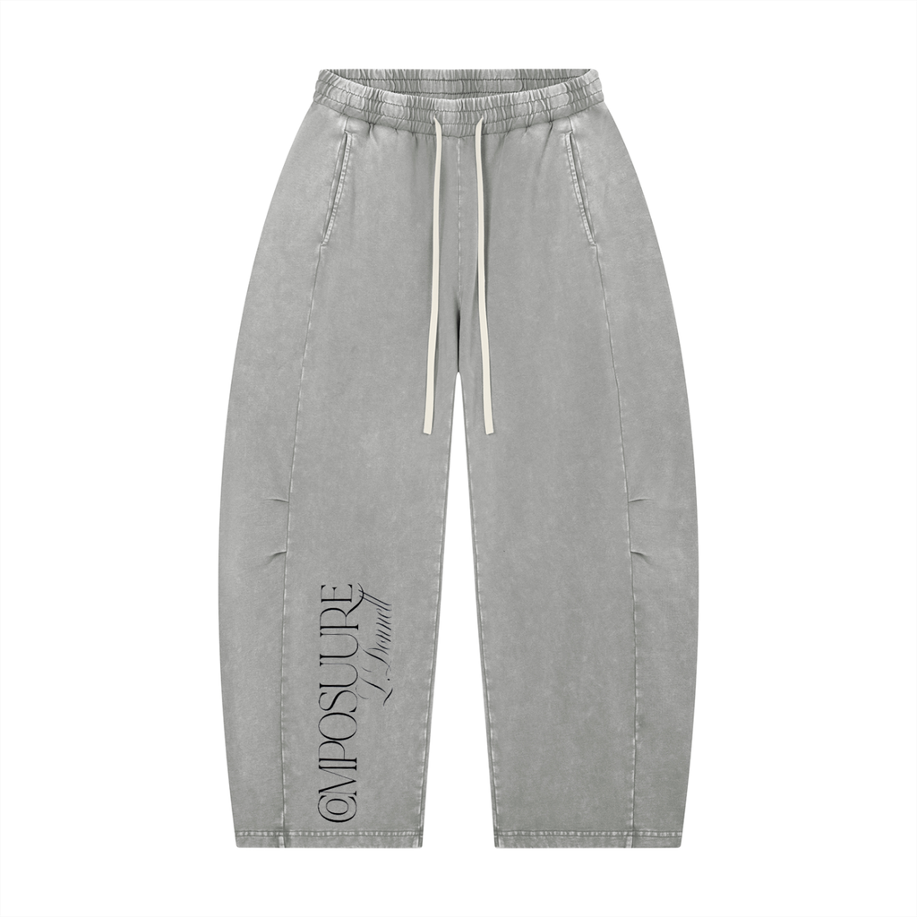 Unisex Mineral Wash Barrel Leg Pants