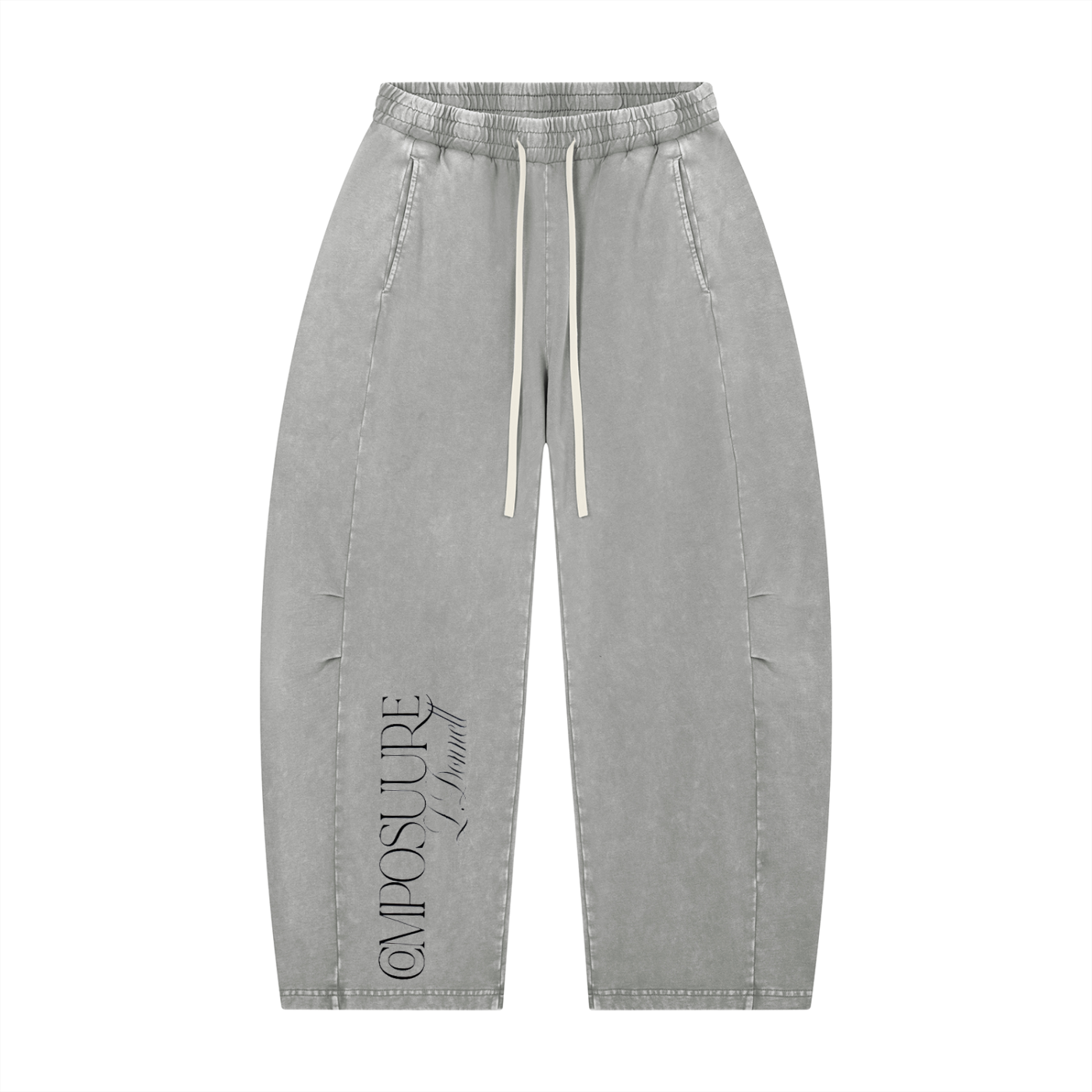 Unisex Mineral Wash Barrel Leg Pants